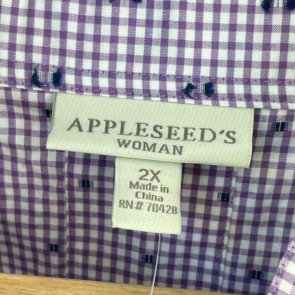Appleseeds Woman Plus 2X Long Sleeve Button Up Shirt Wired Collar Pocket Top - Picture 4 of 13